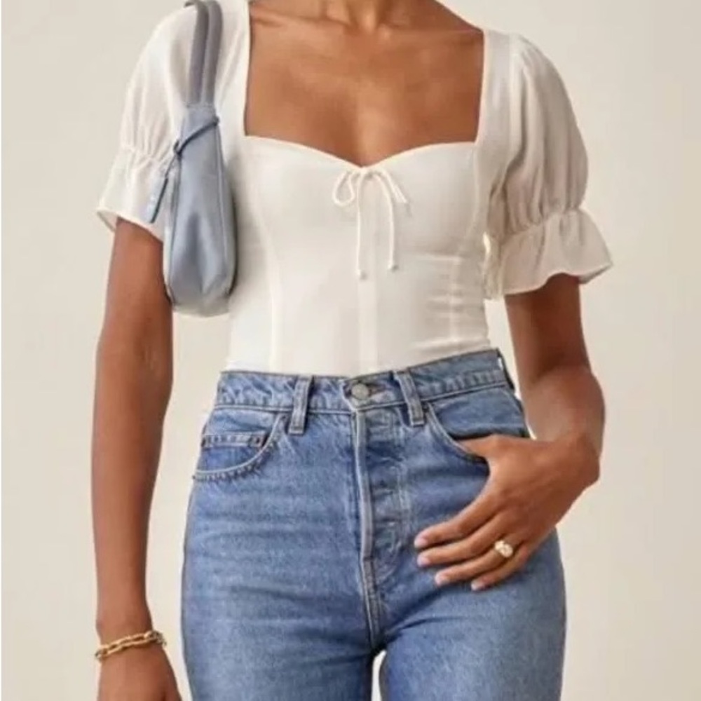 Reformation Delevan Top in Gossamer, Size 0 (New with Tags!)